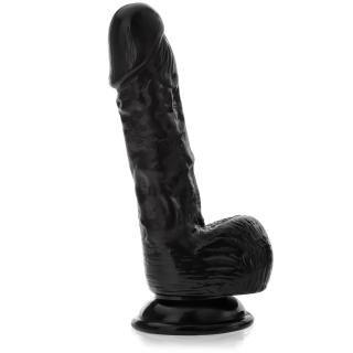 Dildo realistyczne sztuczny penis z jądrami 18 cm czarny - 77060603