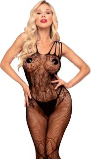 Penthouse dirty mind - bodystocking z siateczki w kobiece kwiaty i kokardki - 73894220