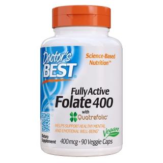 DOCTOR'S BEST Folate with Quatrefolic 400 mcg 90 veg caps.