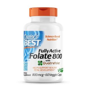 DOCTOR'S BEST Folate with Quatrefolic 800 mcg 60 veg caps.