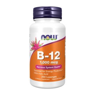 NOW FOODS B-12 + Kwas Foliowy 1000 mcg 250 tabs. do ssania