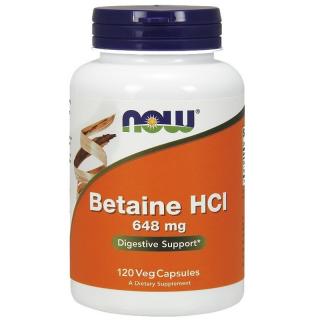 NOW FOODS Betaine HCL 648 mg 120 veg caps.