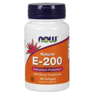 NOW FOODS Witamina E-200 with Mixed Tocopherols 100 caps.