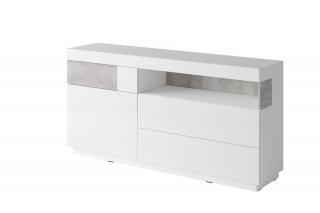 Komoda z witryną 170 cm z półkami i szufladami modern biała / szara SILKE