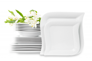 Serwis obiadowy porcelanowy polska marka biały 18 elementów na 6 osób biały OPERA