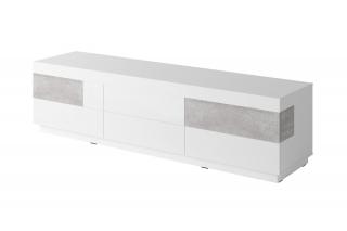 Szafka rtv 205 cm z półkami modern biała / szara SILKE