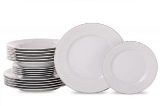Zestaw obiadowy porcelana 18 elementów biały wzór dla 6 os. AMELIA CARMEN