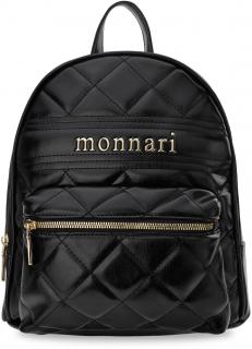 Monnari plecak damski z kolekcji premium elegancki miejski plecaczek pikowany z logo - czarny