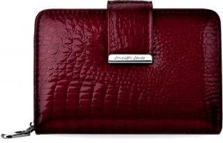 Skórzany portfel damski Jennifer Jones lakierowana portmonetka – burgundowy