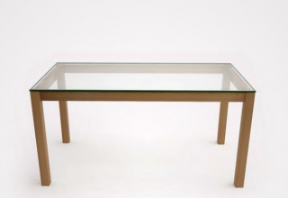 Drewniany stół ze szklanym blatem 150 x 80 cm