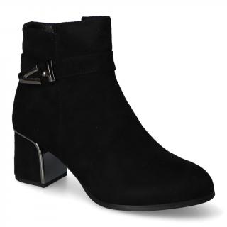 Botki damskie F1257 Czarne zamsz
