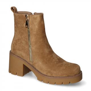Botki damskie HF322 Khaki zamsz