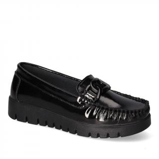 Mokasyny Filippo DP3334/24BKL Czarne lakier