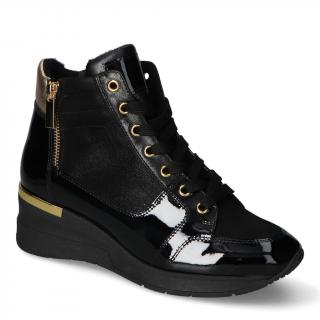 Sneakersy Sala SA-88 Czarne lakier+zamsz