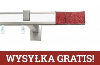 Karnisz apartamentowy aveno pojedynczy 31x13mm Croco Red Chrom mat - Biały