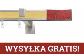 Karnisz apartamentowy aveno pojedynczy 31x13mm Croco Red Chrom mat - buk