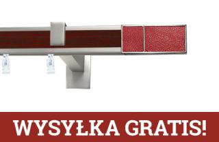 Karnisz apartamentowy aveno pojedynczy 31x13mm Croco Red Chrom mat - mahoń