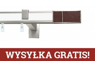 Karnisz apartamentowy aveno pojedynczy 31x13mm Croco Wenge Chrom mat - Biały