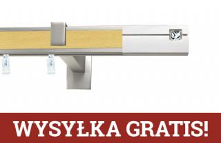 Karnisz apartamentowy aveno pojedynczy 31x13mm Siso Crystal Chrom mat - buk