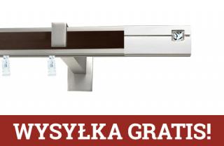 Karnisz apartamentowy aveno pojedynczy 31x13mm Siso Crystal Chrom mat - wenge