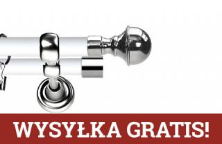 Karnisz Metalowy Prestige podwójny 19/19mm Bella INOX - biały