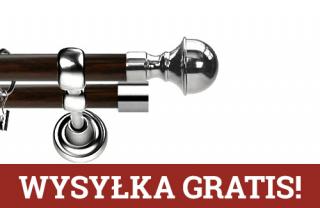 Karnisz Metalowy Prestige podwójny 19/19mm Bella INOX - wenge