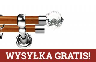 Karnisz Metalowy Prestige podwójny 19/19mm Beluna Crystal INOX - calvados