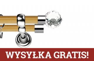 Karnisz Metalowy Prestige podwójny 19/19mm Beluna Crystal INOX - pinia