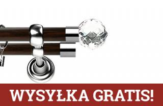 Karnisz Metalowy Prestige podwójny 19/19mm Beluna Crystal INOX - wenge