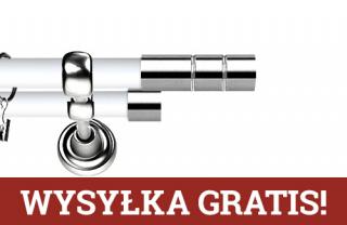 Karnisz Metalowy Prestige podwójny 19/19mm Cylinder INOX - biały