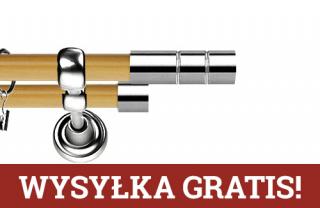 Karnisz Metalowy Prestige podwójny 19/19mm Cylinder INOX - pinia