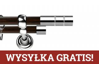 Karnisz Metalowy Prestige podwójny 19/19mm Cylinder INOX - wenge