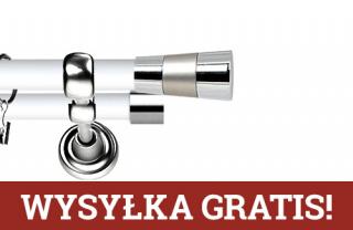 Karnisz Metalowy Prestige podwójny 19/19mm Doris INOX - biały