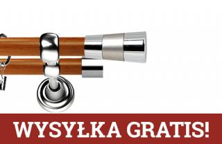 Karnisz Metalowy Prestige podwójny 19/19mm Doris INOX - calvados