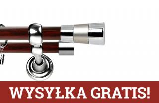 Karnisz Metalowy Prestige podwójny 19/19mm Doris INOX - mahoń