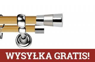 Karnisz Metalowy Prestige podwójny 19/19mm Doris INOX - pinia