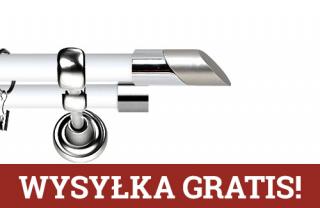 Karnisz Metalowy Prestige podwójny 19/19mm Falko INOX - biały