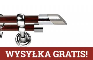 Karnisz Metalowy Prestige podwójny 19/19mm Falko INOX - mahoń