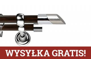 Karnisz Metalowy Prestige podwójny 19/19mm Falko INOX - wenge