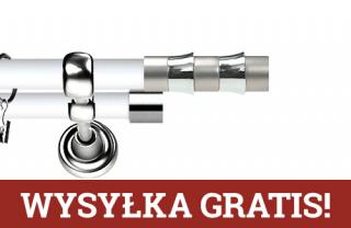 Karnisz Metalowy Prestige podwójny 19/19mm Fresno INOX - biały