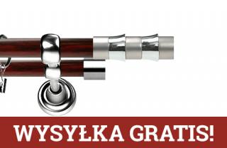 Karnisz Metalowy Prestige podwójny 19/19mm Fresno INOX - mahoń