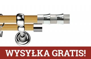 Karnisz Metalowy Prestige podwójny 19/19mm Fresno INOX - pinia