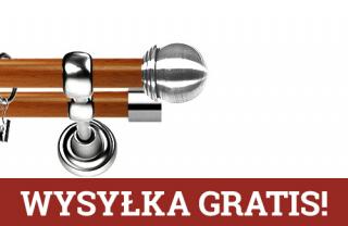 Karnisz Metalowy Prestige podwójny 19/19mm Gałka Max INOX - calvados