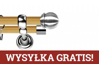 Karnisz Metalowy Prestige podwójny 19/19mm Gałka Max INOX - pinia