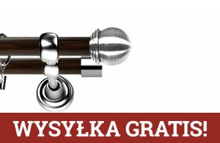 Karnisz Metalowy Prestige podwójny 19/19mm Gałka Max INOX - wenge