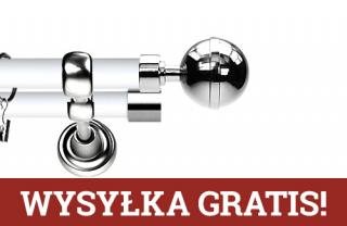 Karnisz Metalowy Prestige podwójny 19/19mm Kula Elegant INOX - biały