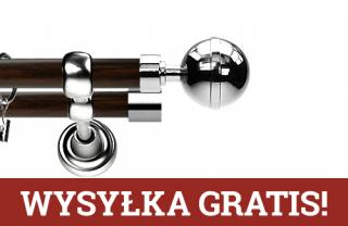 Karnisz Metalowy Prestige podwójny 19/19mm Kula Elegant INOX - wenge