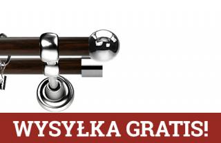 Karnisz Metalowy Prestige podwójny 19/19mm Kula INOX - wenge