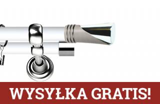 Karnisz Metalowy Prestige podwójny 19/19mm Loca INOX - biały