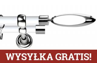 Karnisz Metalowy Prestige podwójny 19/19mm Mirella INOX - biały